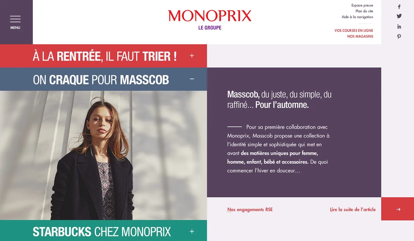 Monoprix entreprise : écran découpé dans le visuel clé